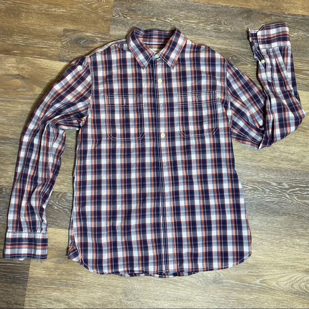 BUTTON DOWN SHIRT 100% COTTON, MULTI-COLOR MENS TOP SIZE M
